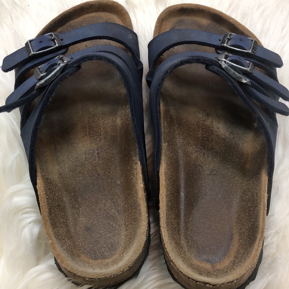 SOLD Navy blue Three Buckle Birkenstock Sandals 38 - Picture 9 of 9